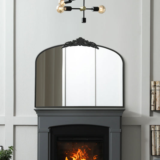 The Timo - Black Metal Framed Arched Wall Mirror with Decorative Timo 40 X 31 (102CM X 80CM)