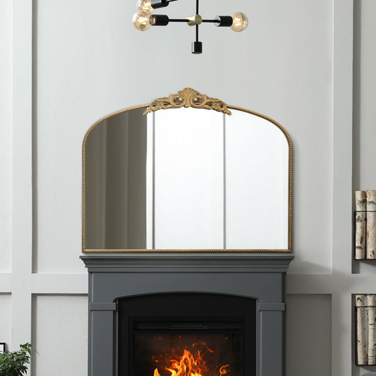 The Timo - Gold Metal Framed Arched Wall Mirror with Decorative Timo 40 X 31 (102CM X 80CM)