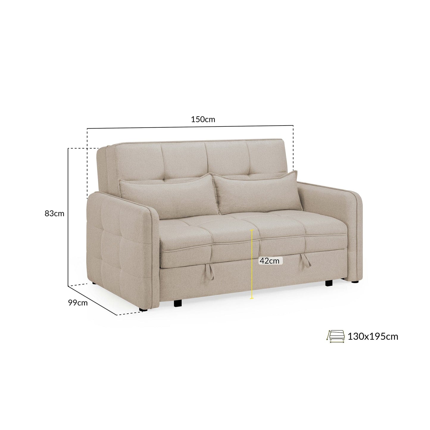 Marlow Sofabed Beige 2 Seater