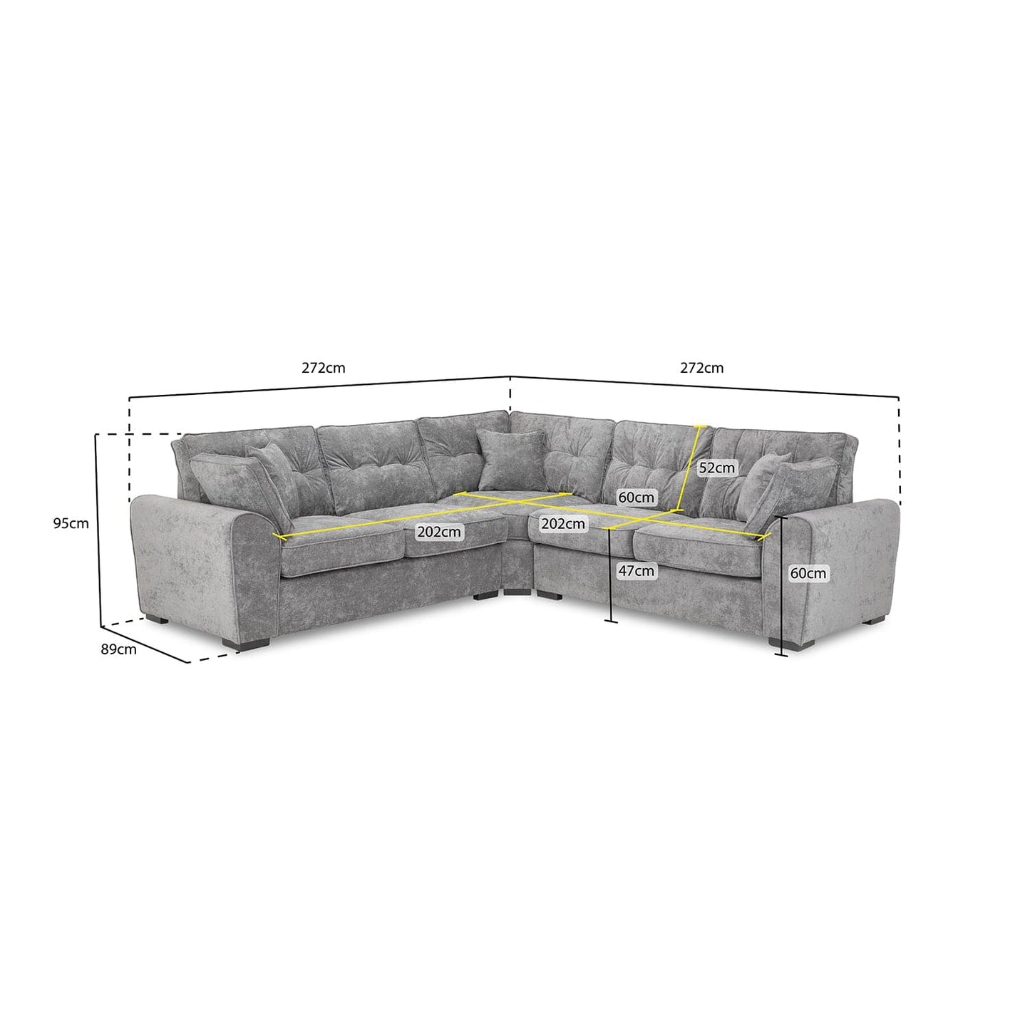 Maxwell Sofa Grey Large Corner