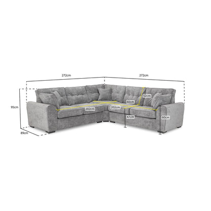 Maxwell Sofa Grey Large Corner