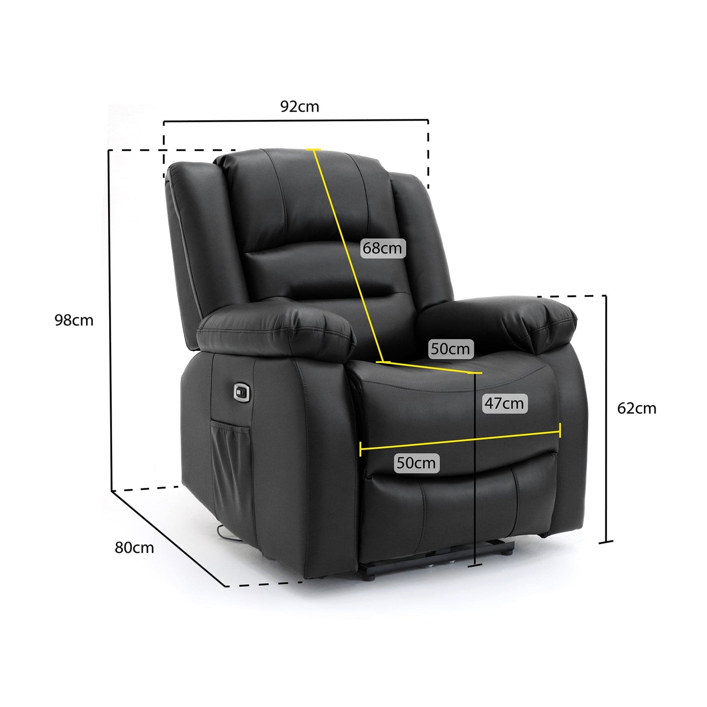 Maya Electric Recliner Sofa Black Armchair