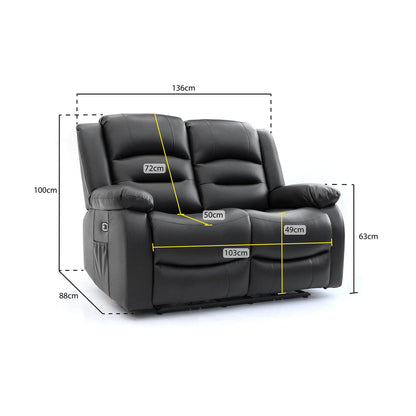 Maya Electric Recliner Sofa Black 2 Seater