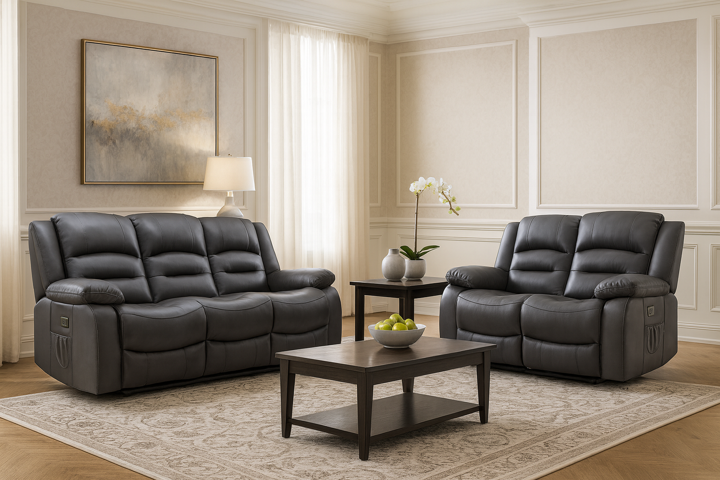 Maya Electric Recliner Sofa Grey 3+2 Set