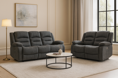 Maya Electric Recliner Sofa Grey Fabric 3+2 Set