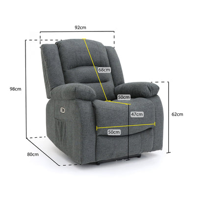Maya Electric Recliner Sofa Grey Fabric Armchair