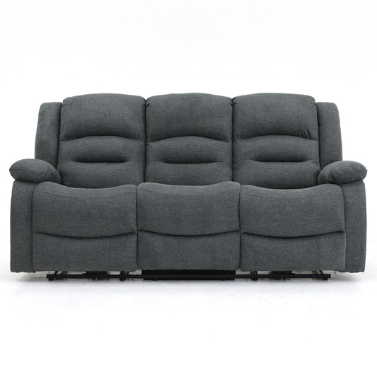 Maya Electric Recliner Sofa Grey Fabric 3 Seater