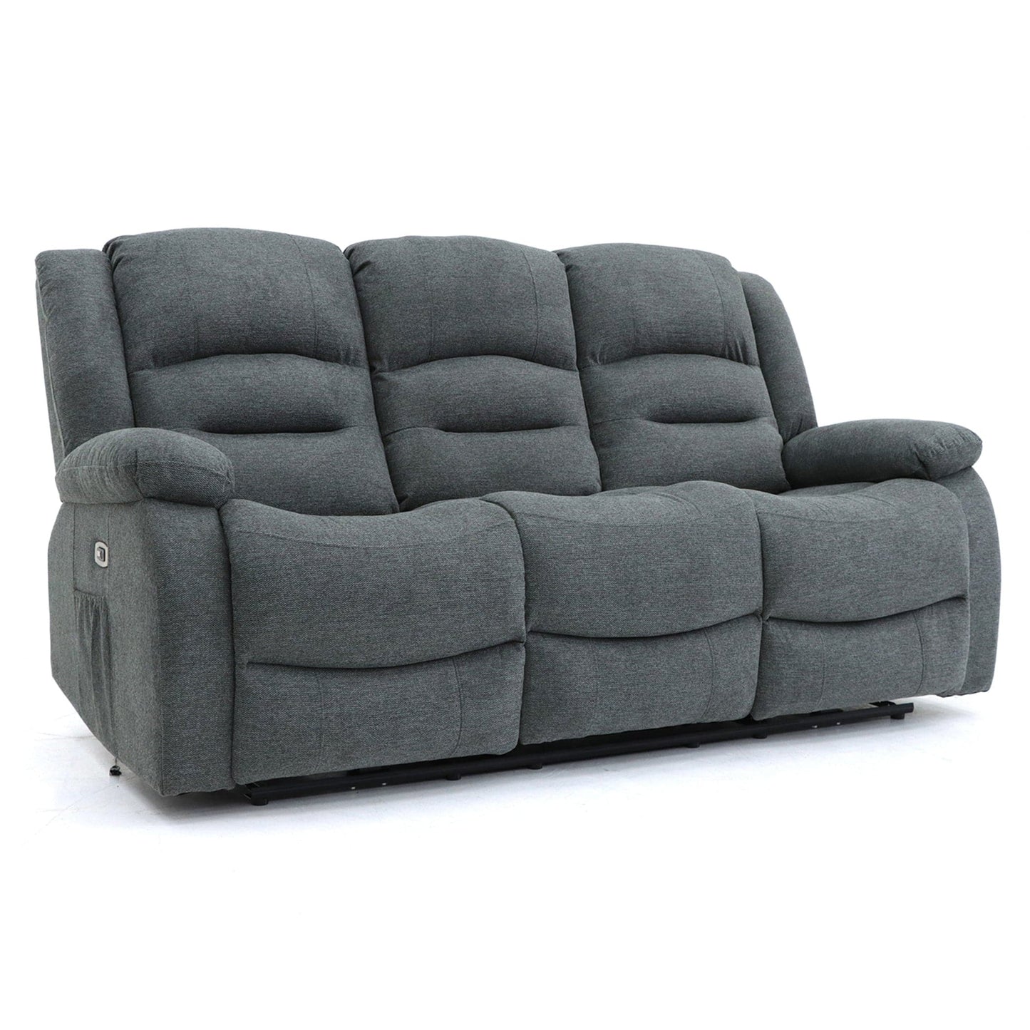 Maya Electric Recliner Sofa Grey Fabric 3 Seater