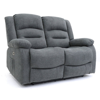 Maya Electric Recliner Sofa Grey Fabric 2 Seater
