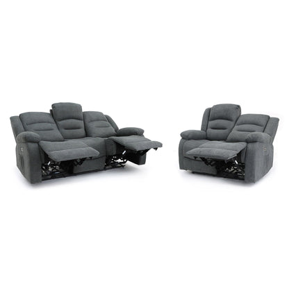 Maya Electric Recliner Sofa Grey Fabric 3+2 Set