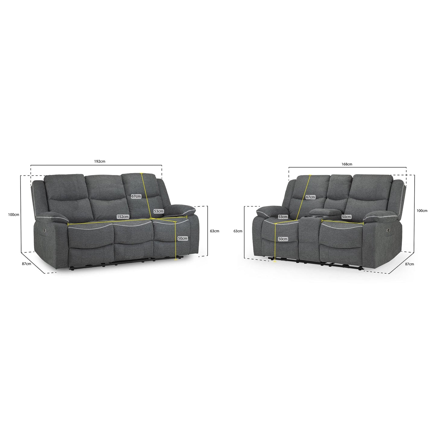 Dexter Electric Recliner Sofa Grey Fabric 3+2 Set