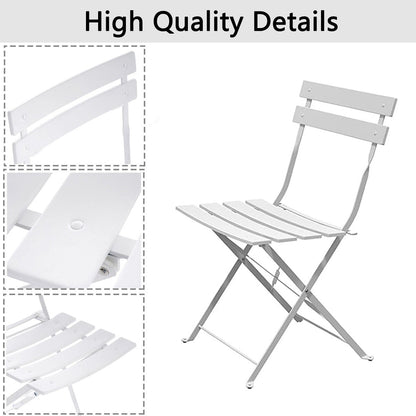 3pc Metal Folding Bistro Set, Weather-Resistant Outdoor/Indoor Conversation Set for Patio, Yard, Garden