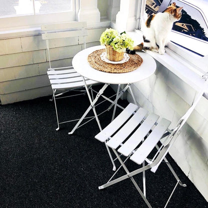 3pc Metal Folding Bistro Set, Weather-Resistant Outdoor/Indoor Conversation Set for Patio, Yard, Garden