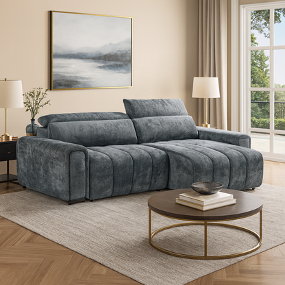 Molly Electric Reclining 3 Seater Sofa with Adjustable Headrests in Charcoal