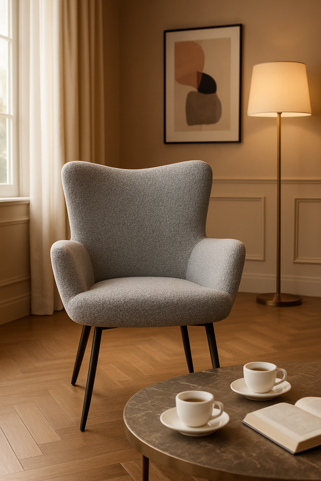Monaco Textured Chenille Effect Grey Armchair