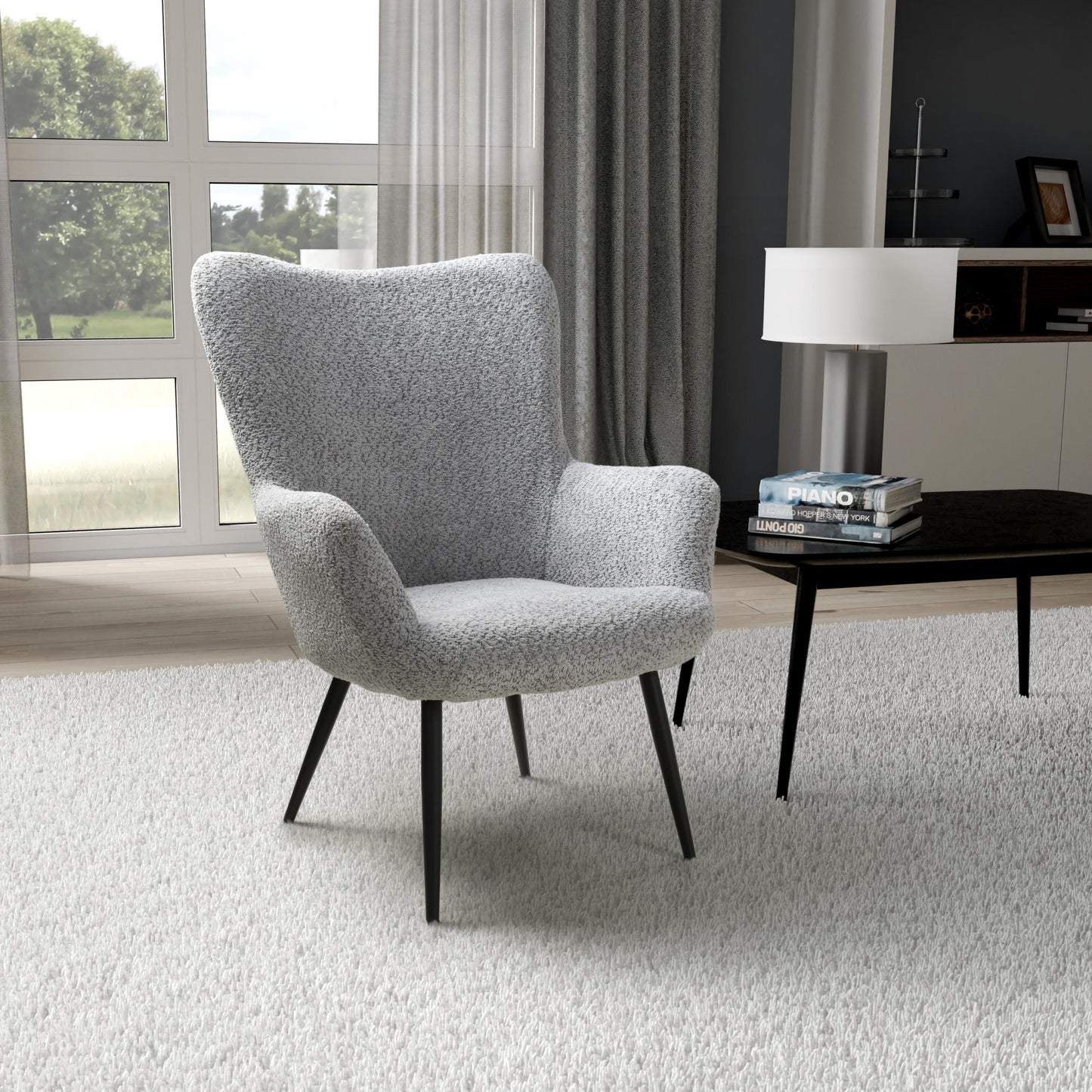Monaco Textured Chenille Effect Grey Armchair