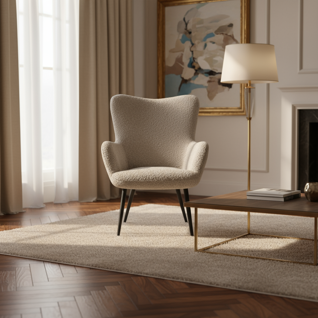 Monaco Textured Chenille Effect Mink Armchair