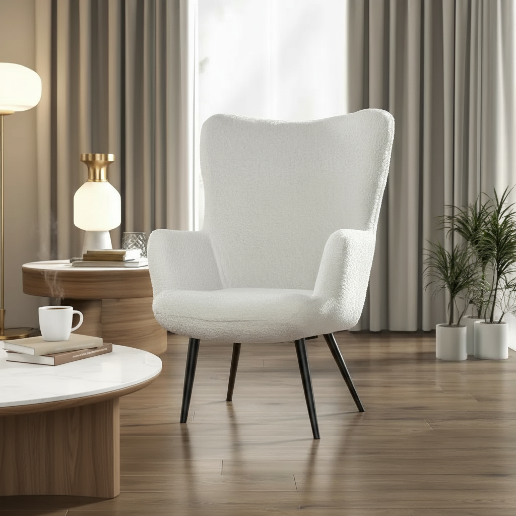 Monaco Textured Chenille Effect White Armchair