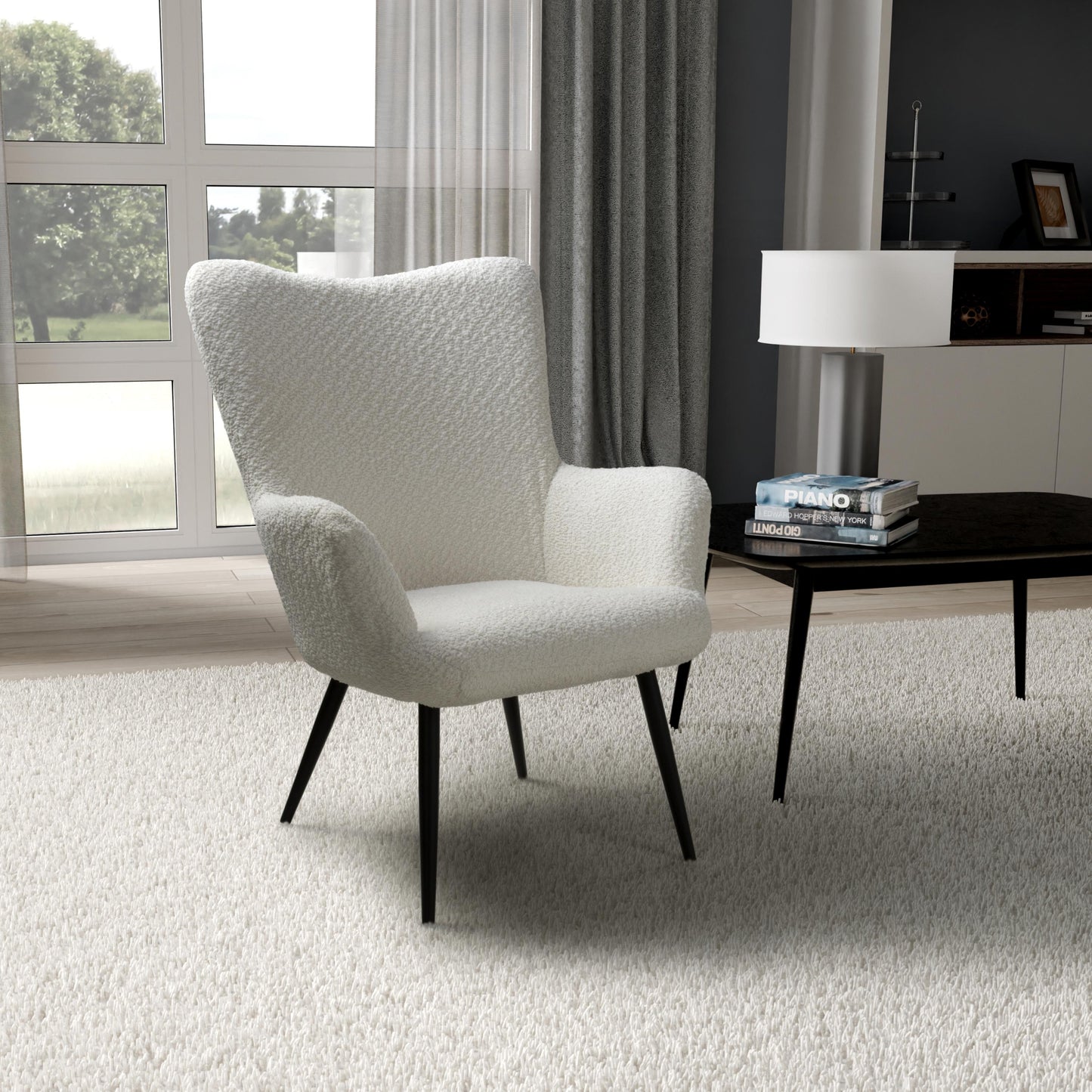 Monaco Textured Chenille Effect White Armchair