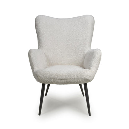 Monaco Textured Chenille Effect White Armchair