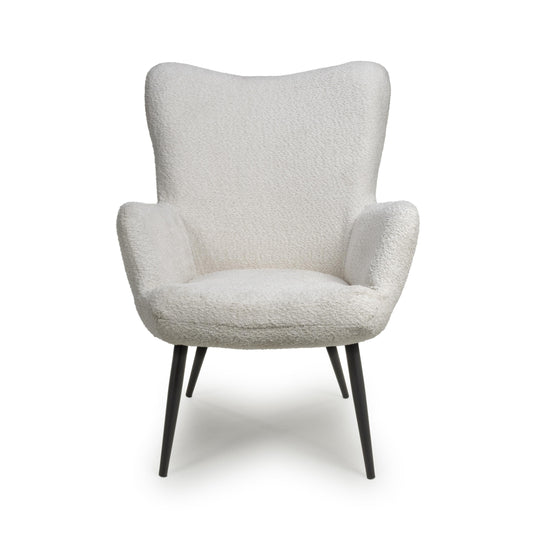Monaco Textured Chenille Effect White Armchair