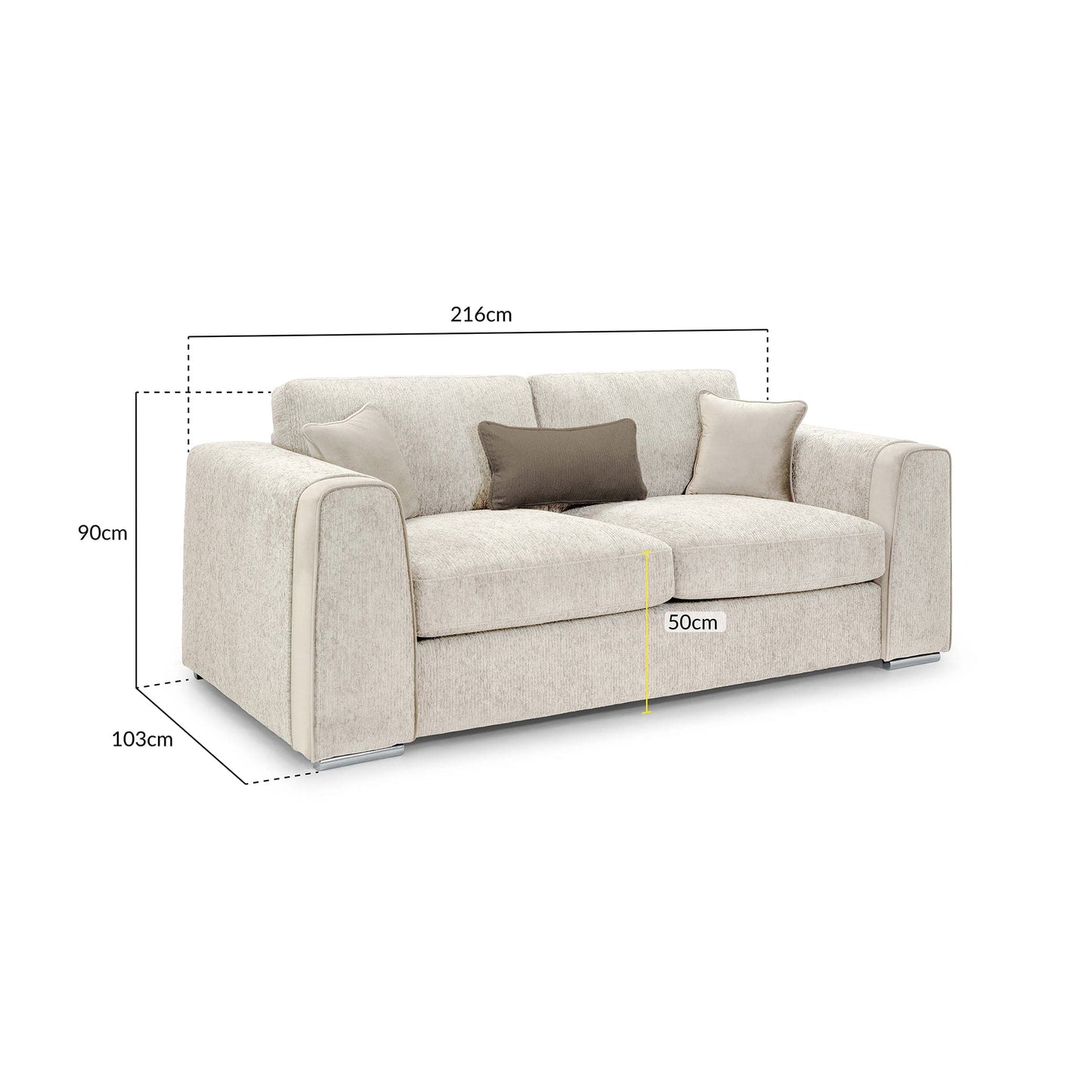 Turin Sofa Beige 3 Seater