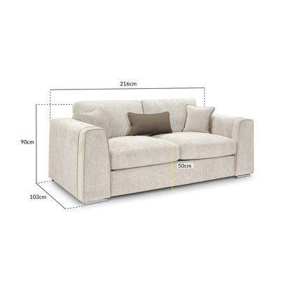 Turin Sofa Beige 3 Seater