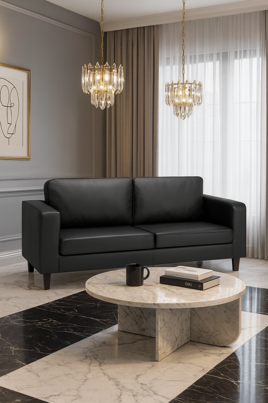 Nova Sofa Black 3 Seater