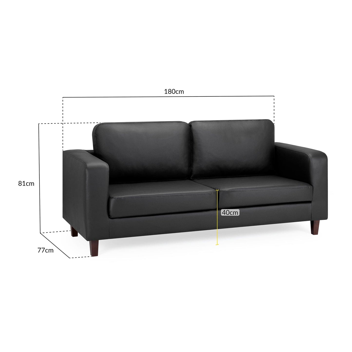 Nova Sofa Black 3 Seater