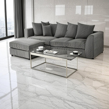 Oxford Left Hand Facing Corner Sofa in Grey Jumbo Cord