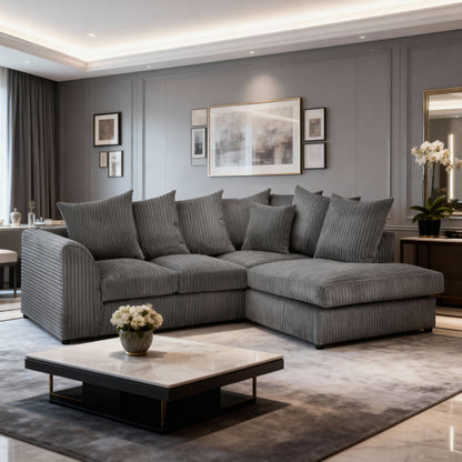 Oxford Right Hand Facing Corner Sofa in Grey Jumbo Cord