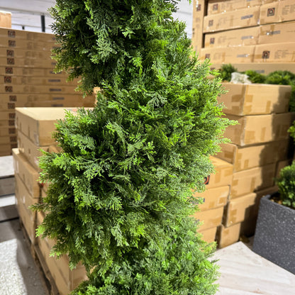 Pair of Artificial Spiral Topiary Trees – UV Resistant, Weatherproof Outdoor & Indoor Decor