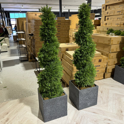 Pair of Artificial Spiral Topiary Trees – UV Resistant, Weatherproof Outdoor & Indoor Decor