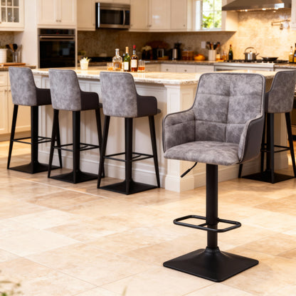 Pair of Blake Suede Effect Light Grey Bar Stools