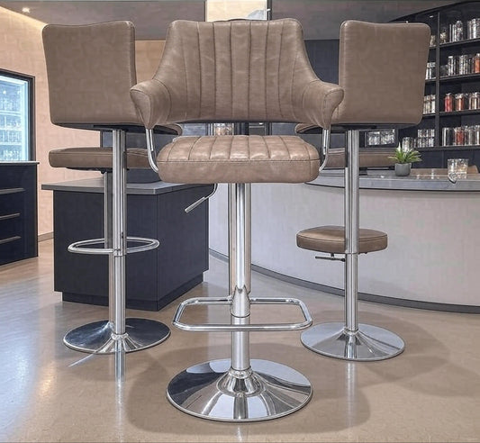 Pair of Brixton Leather Effect Charcoal Bar Stools