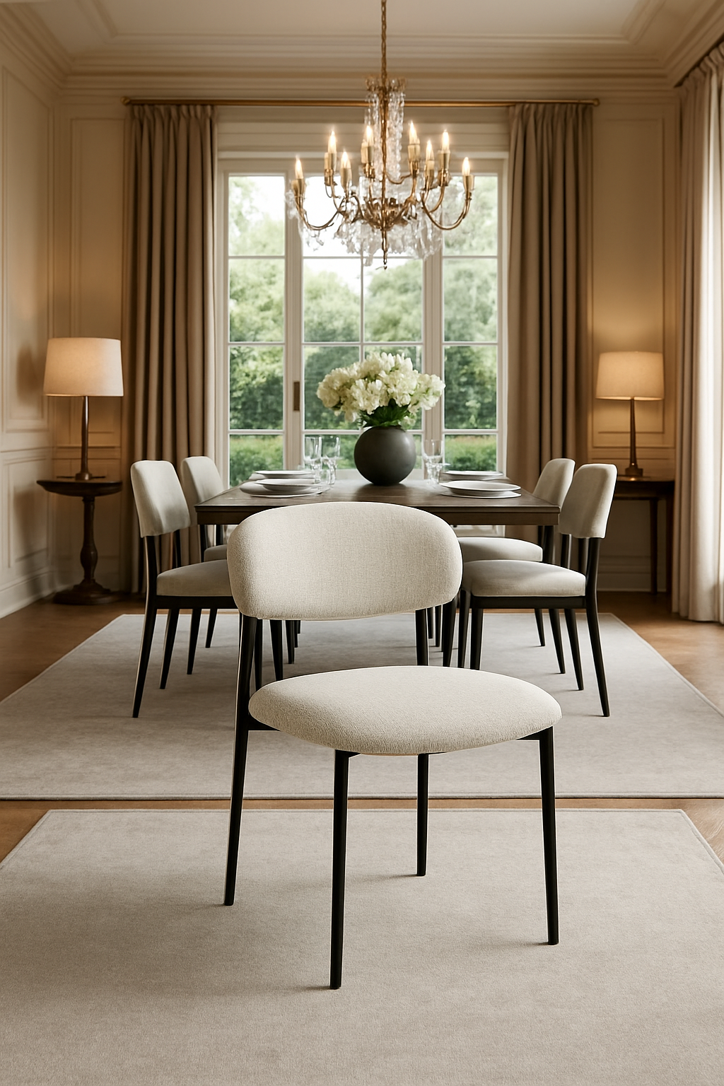 Pair of Enzo Linen Effect Natural Dining Chairs