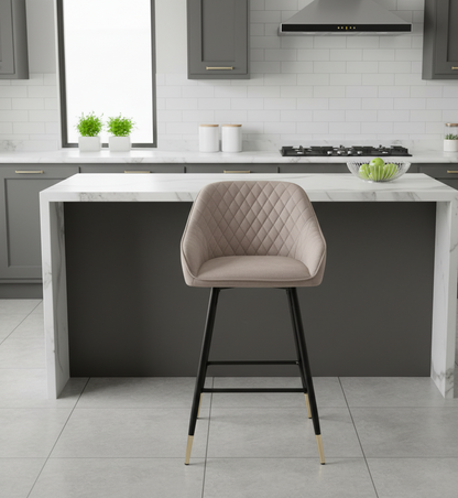 Pair of Halston Brushed Velvet Mink Bar Stools