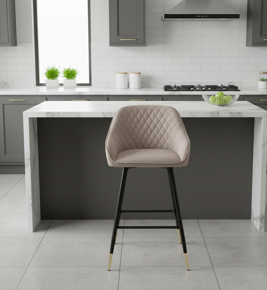 Pair of Halston Brushed Velvet Mink Bar Stools