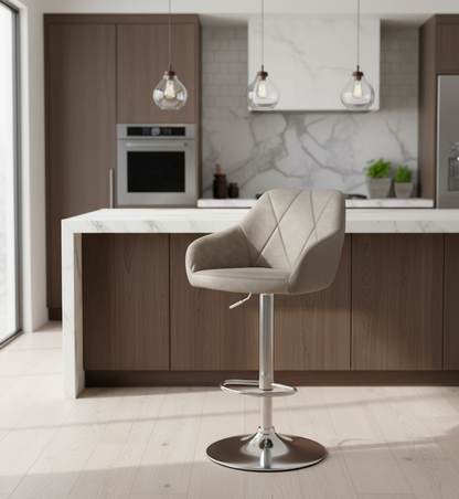 Pair of Luna Leather Effect Mink Bar Stools