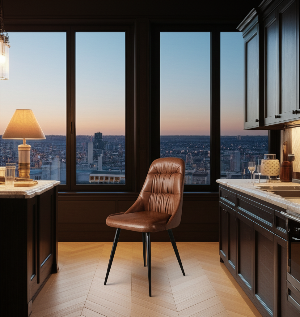 Pair of Oakley Leather Effect Tan Dining Chairs