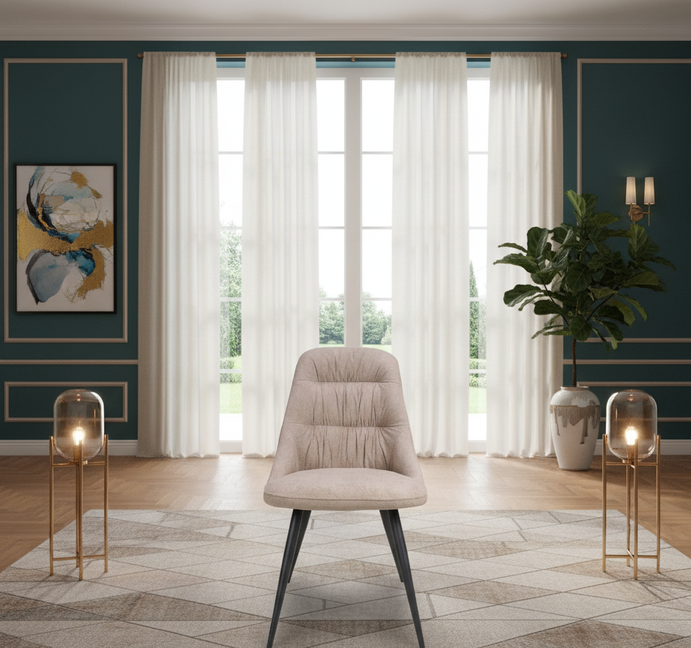 Pair of Oakley Linen Effect Natural Dining Chairs