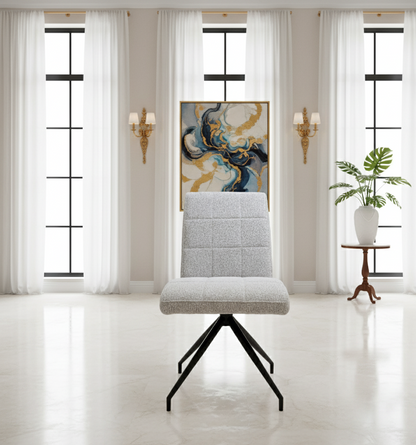 Pair of Stratford Boucle Smoke Grey Dining Chairs