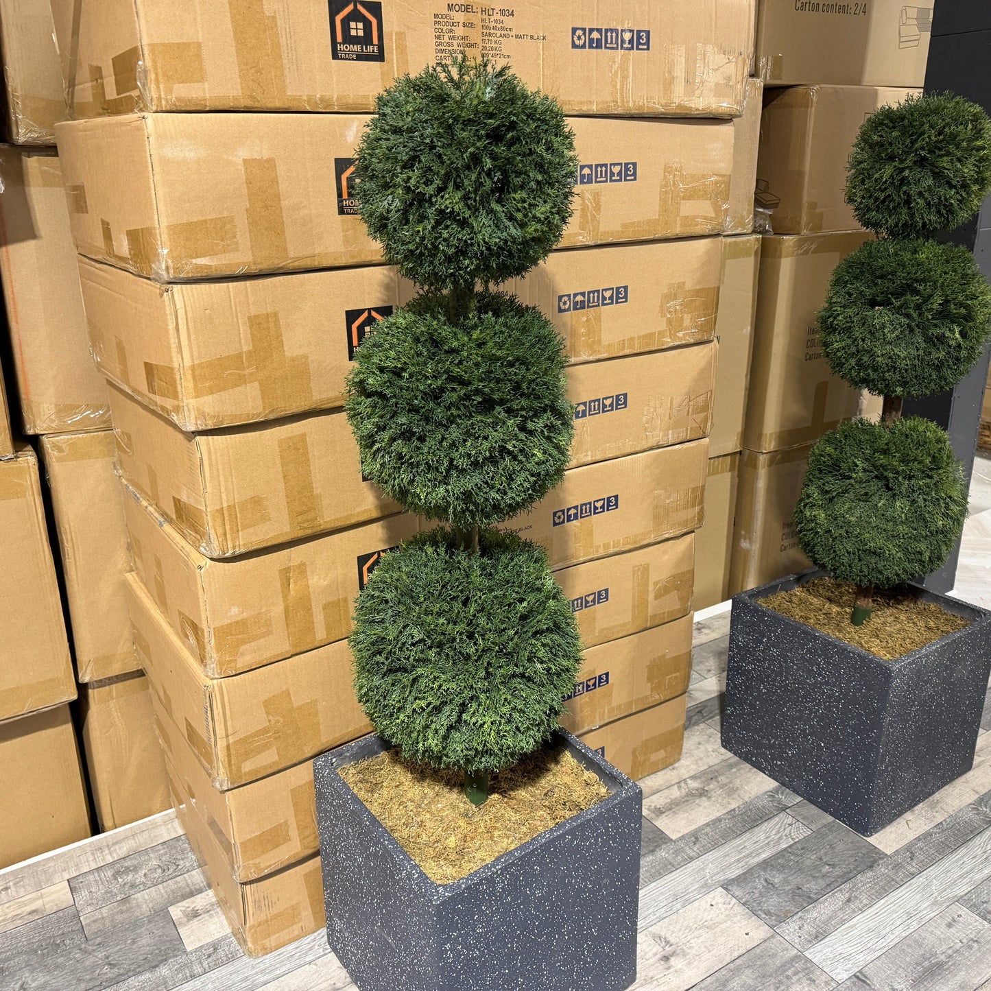 Pair of Artificial Topiary Ball Trees – UV Resistant, Weatherproof & Maintenance-Free