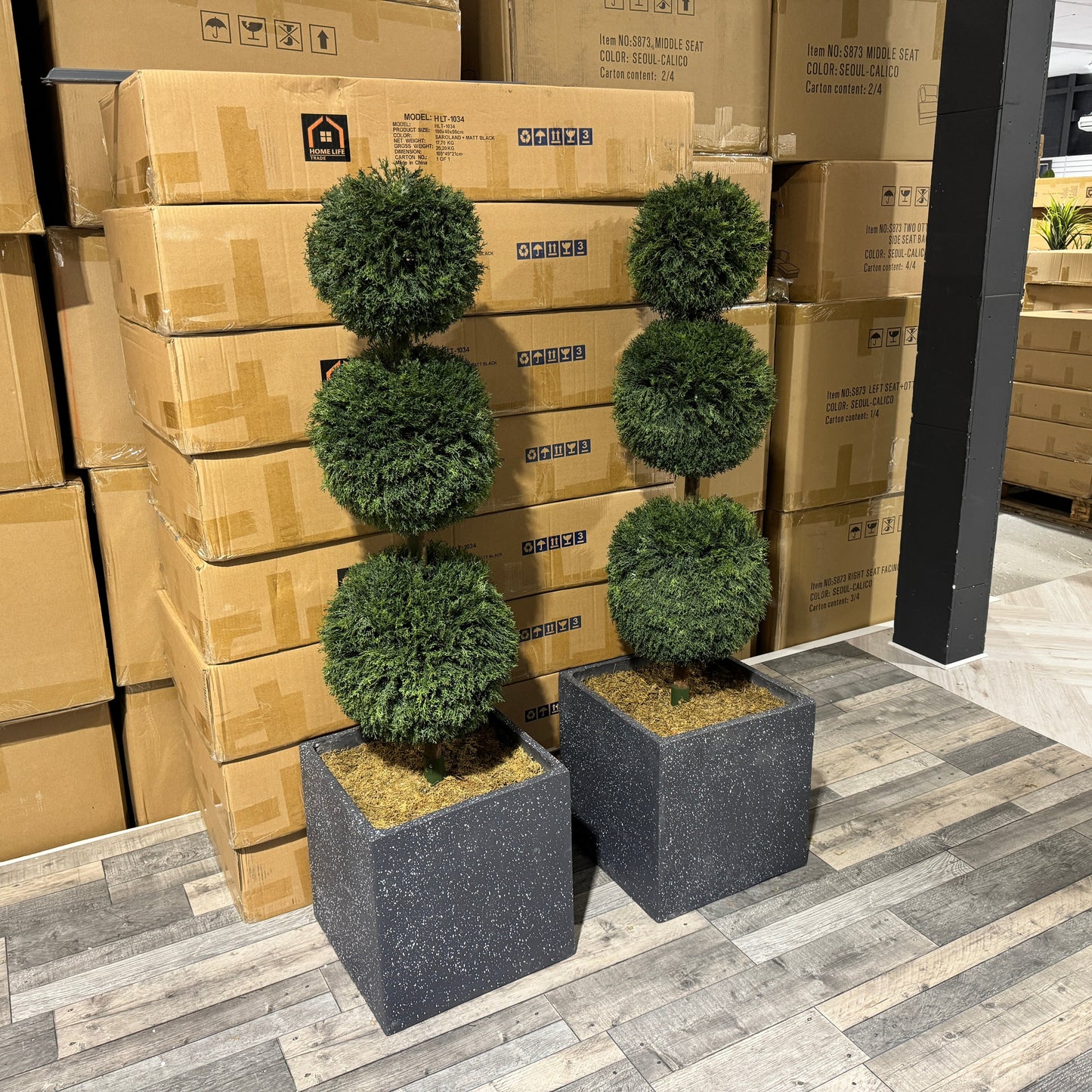 Pair of Artificial Topiary Ball Trees – UV Resistant, Weatherproof & Maintenance-Free