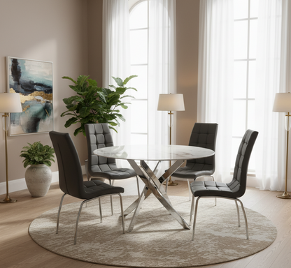Raven Round Dining Table with Olivia Chairs