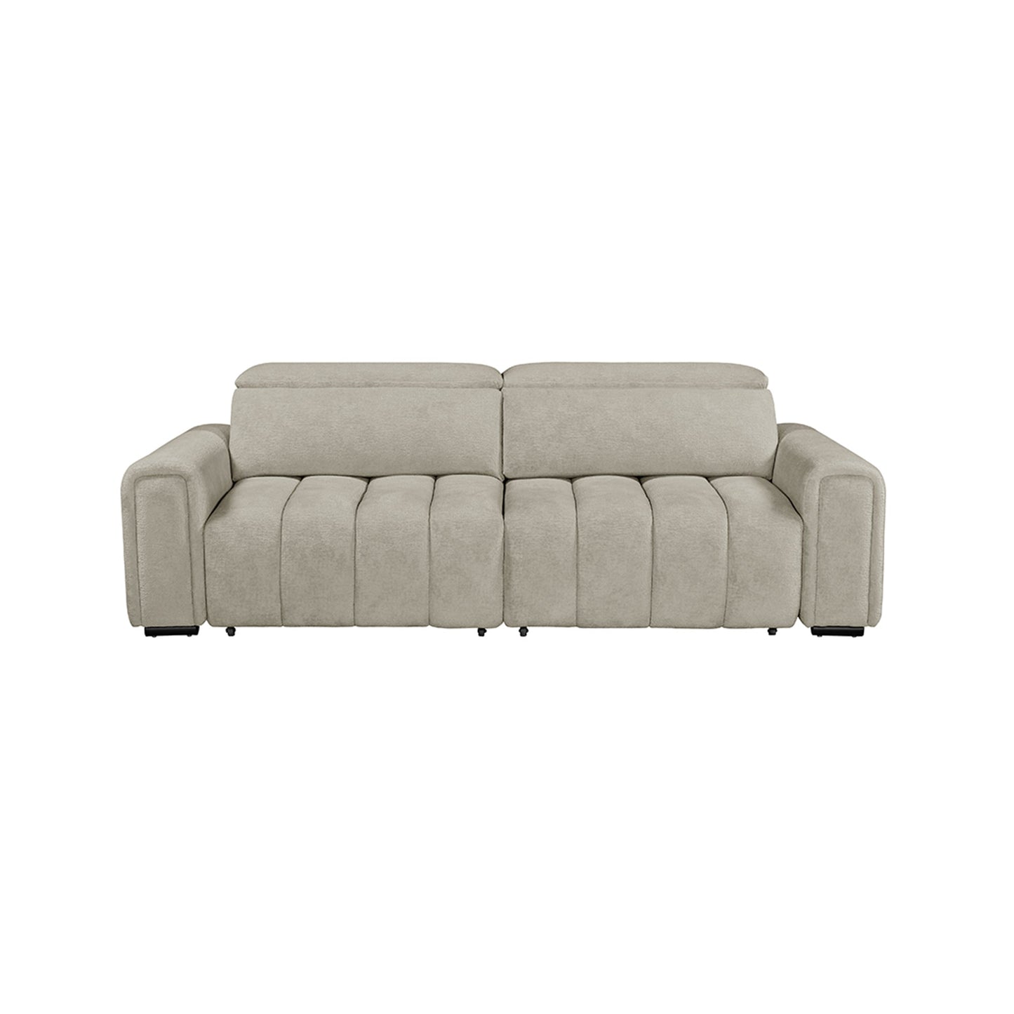 Molly Electric Reclining 3 Seater Sofa with Adjustable Headrests in Textured Chenille Oatmeal