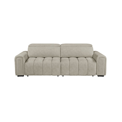 Molly Electric Reclining 3 Seater Sofa with Adjustable Headrests in Textured Chenille Oatmeal