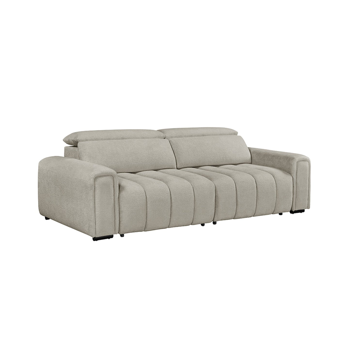 Molly Electric Reclining 3 Seater Sofa with Adjustable Headrests in Textured Chenille Oatmeal