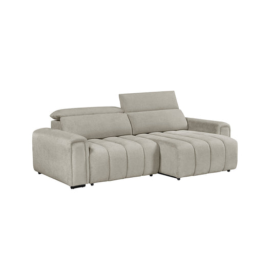 Molly Electric Reclining 3 Seater Sofa with Adjustable Headrests in Textured Chenille Oatmeal