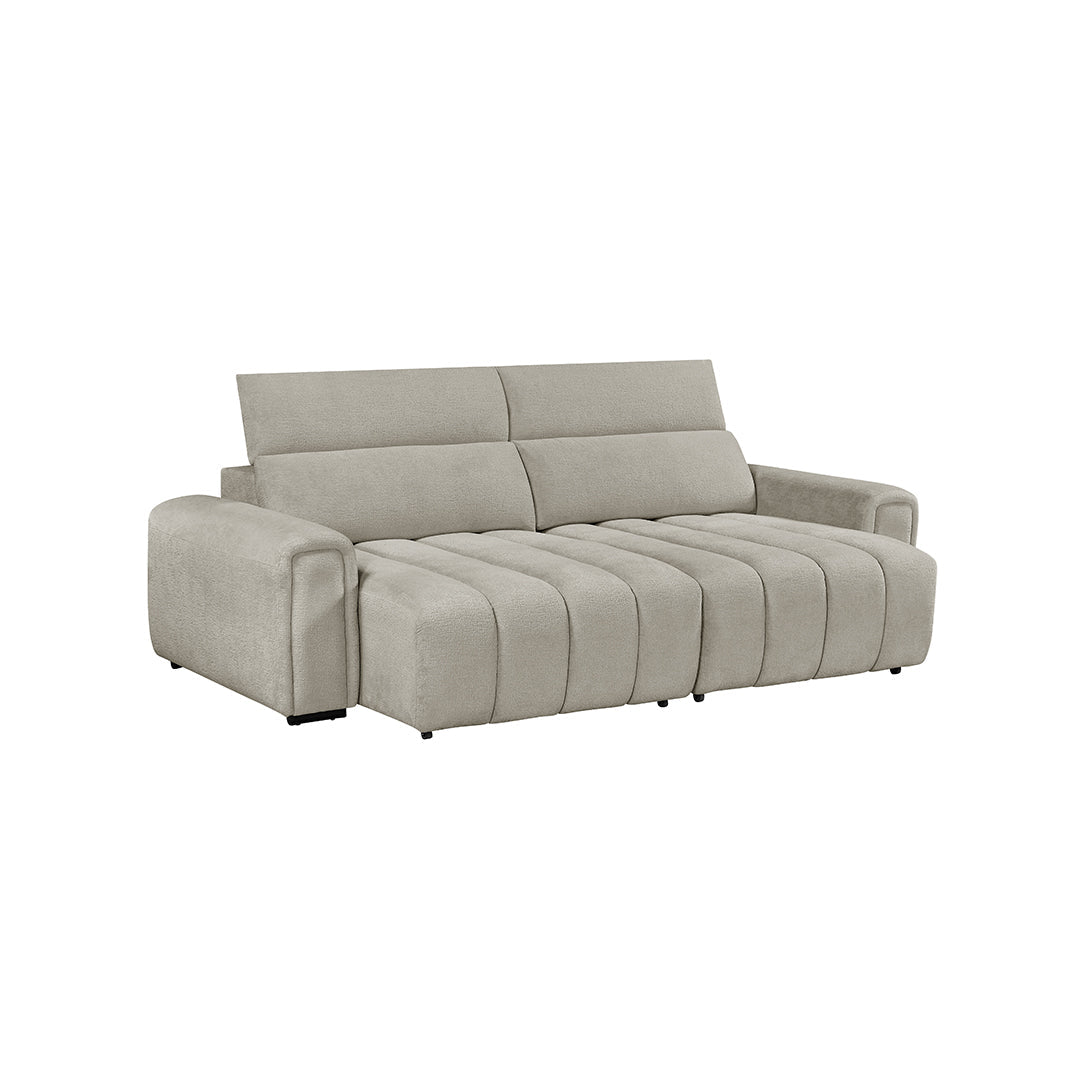 Molly Electric Reclining 3 Seater Sofa with Adjustable Headrests in Textured Chenille Oatmeal